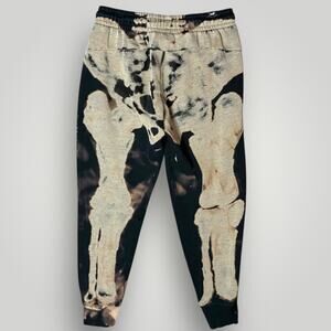 PUMA UPYCLED STREET BLEACH DYE JOGGER SWEATPANTS BLACK WHITE MEDIUM